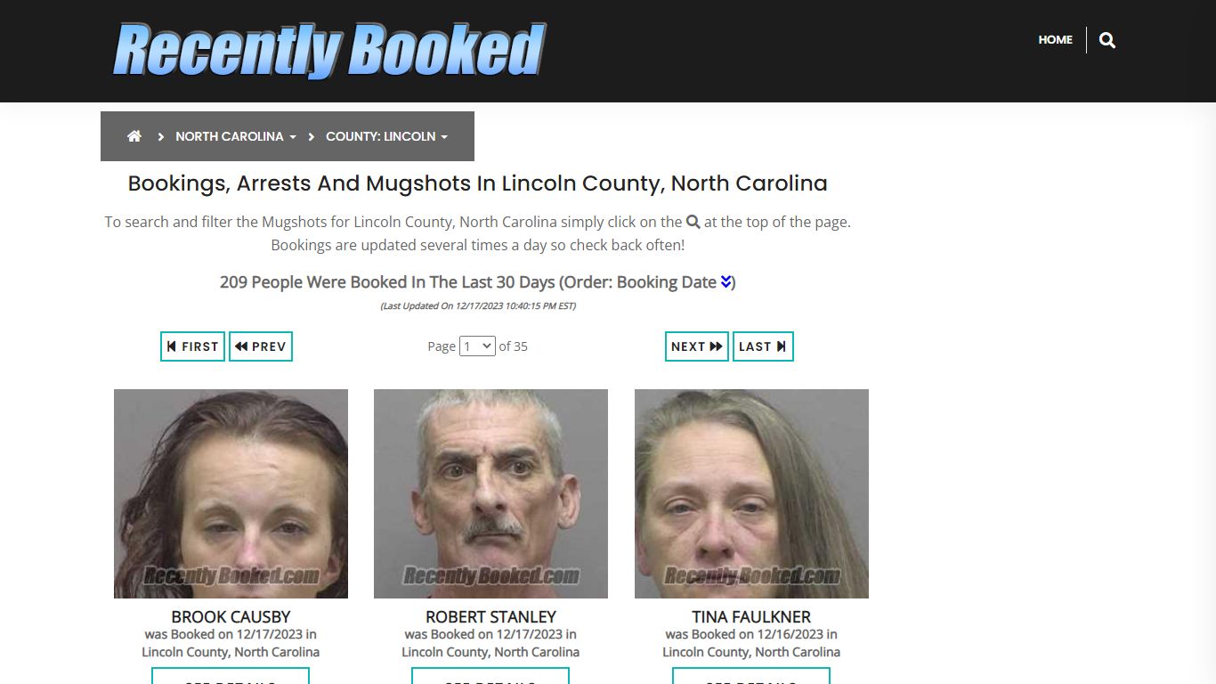 Bookings, Arrests and Mugshots in Lincoln County, North Carolina