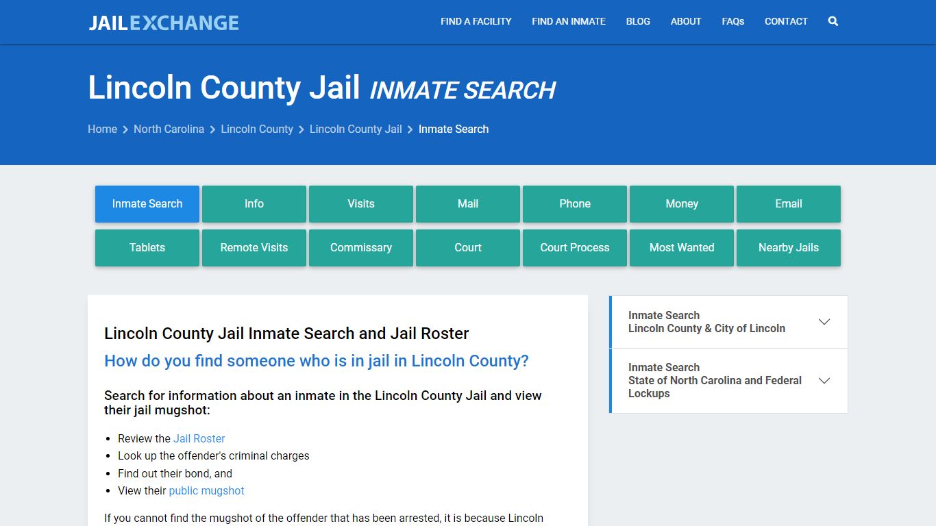 Inmate Search: Roster & Mugshots - Lincoln County Jail, NC